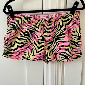 Aeropostale Neon Zebra Print Neon Boxer Sleep Shorts Sz M